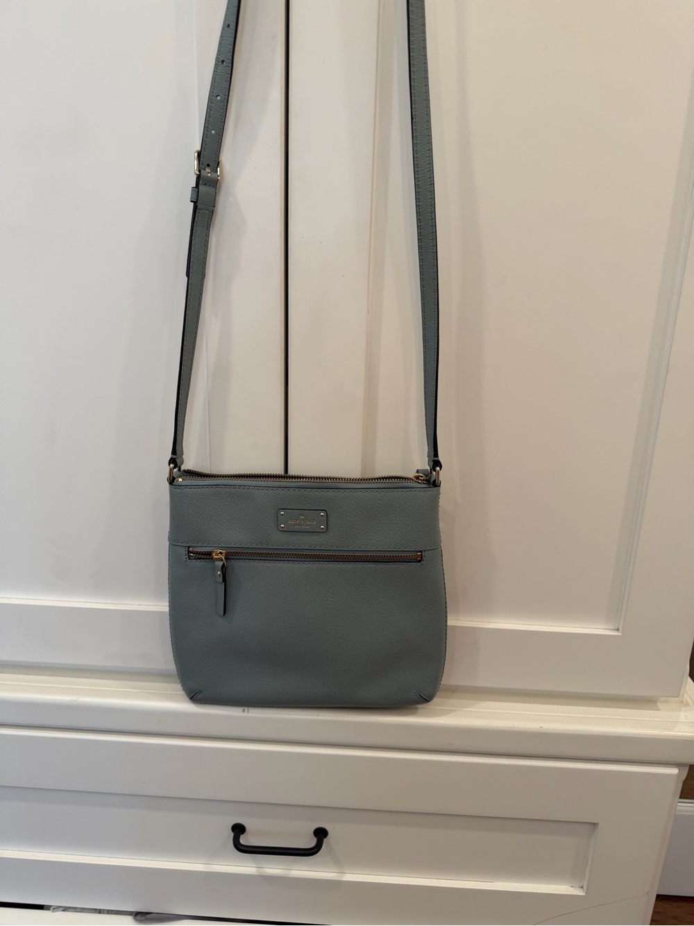 kate spade Dusty Blue Pebbled Leather Crossbody Bag